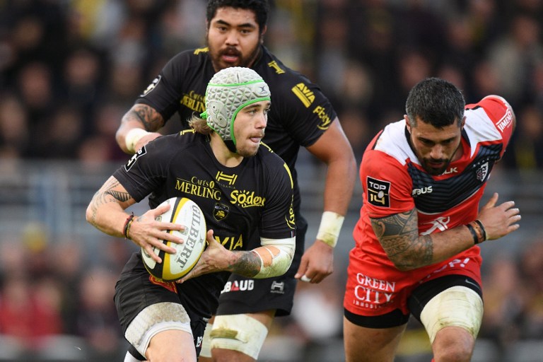 L'ailier rochelais réalise une très belle saison à l'image des Maritimes, leaders du TOP 14 (XAVIER LEOTY / AFP).