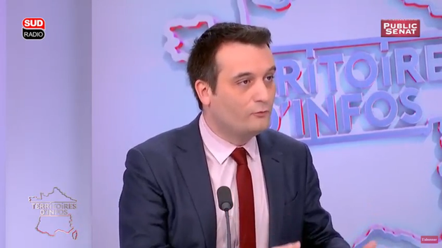 Florian Philippot sur le plateau de Territoires d'Infos sur Public Sénat et Sud Radio