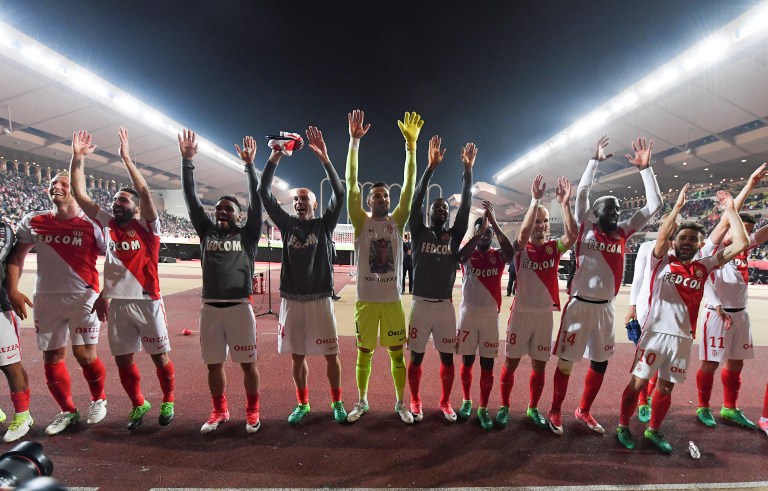 La joie des joueurs de l'AS Monaco (©YANN COATSALIOU - AFP)