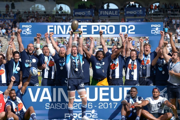 Les Agenais retrouveront le Top 14 un an après leur descente (Nicolas Tucat / AFP).