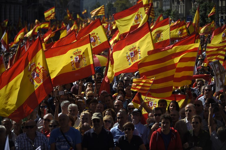 Manifestation de Catalans opposés à l'indépendance (©Jorge Guerrero - AFP)
