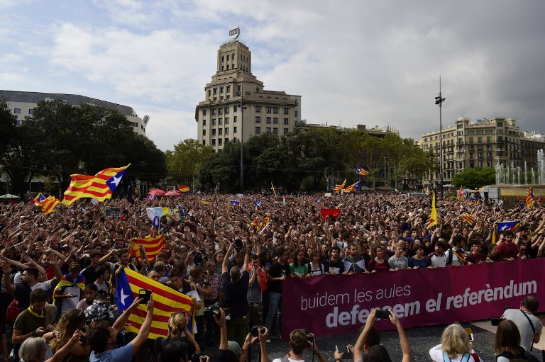 Manifestation de soutien au référendum indépendantiste à Barcelone, en octobre ©PIERRE-PHILIPPE MARCOU - AFP
