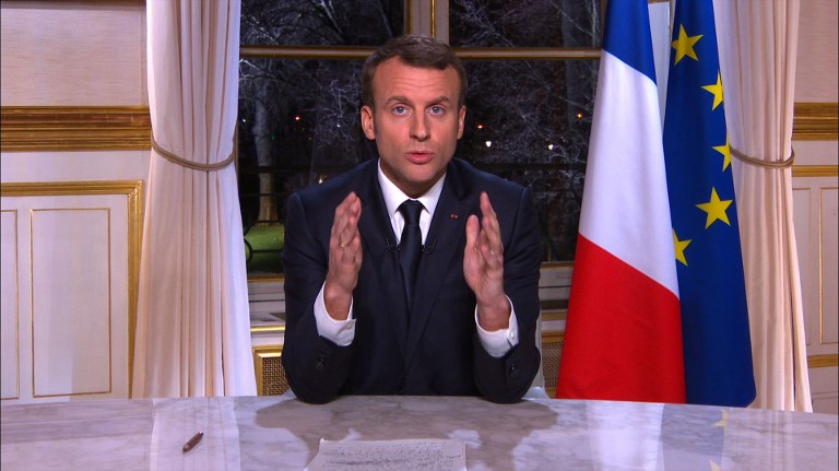 Emmanuel Macron lors de ses premiers vœux présidentiels