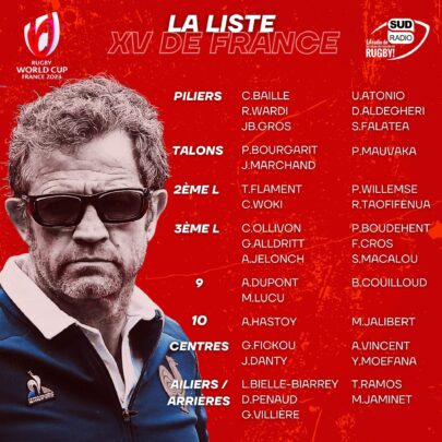 La liste du XV de France pour la Coupe du Monde de Rugby