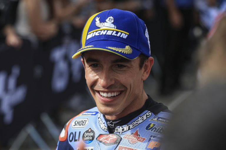 Le pilote espagnol Marc Marquez après avoir terminé à la 2e place de la course sprint du MotoGP du Portugal sur le circuit de Portimao le 23 mars 2024.