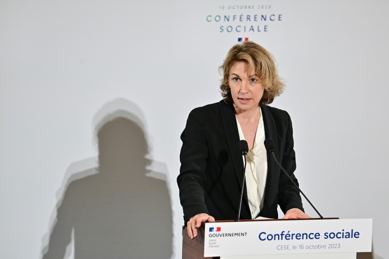 La secrétaire générale de la CFDT, Marylise Léon, lors de la conférence sociale à Paris le 16 octobre 2023
