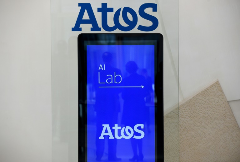 Logo d'Atos, photographié le 4 avril 2019
