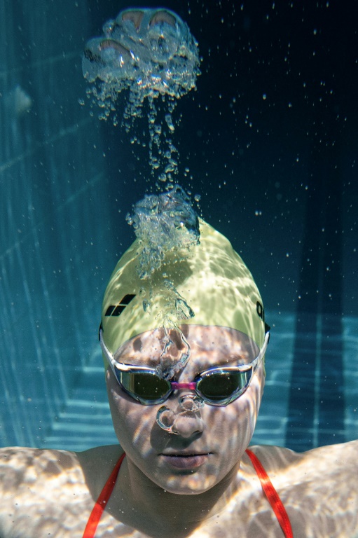 La paranageuse américaine Jessica Long lors d'une séance photo à la piscine du Aspria Harbour Club le 19 mars 2024 à Milan