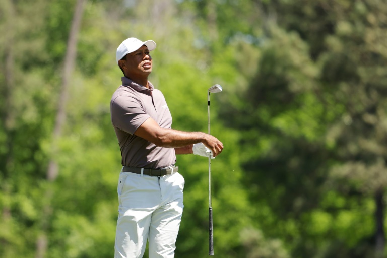 La légende du golf Tiger Woods au deuxième tour du Masters d'Augusta, le 12 avril 2024
