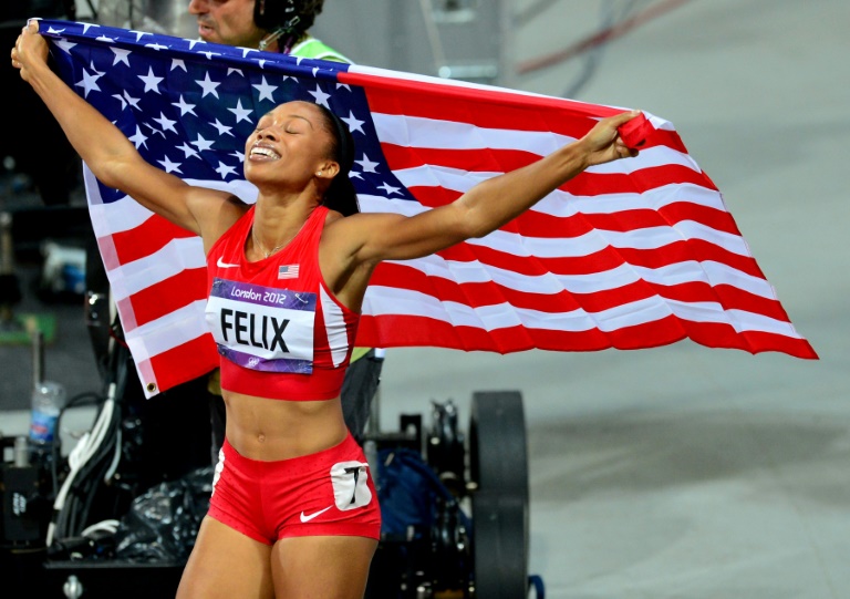 Allyson Felix remporte l'or au 200 m aux JO de Londres le 8 août 2012.