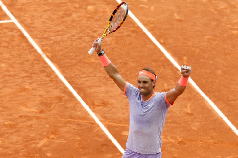 Rafael Nadal vainqueur de l'Argentin Pedro Cachin au Masters 1000 de Madrid, le 29 avril 2024
