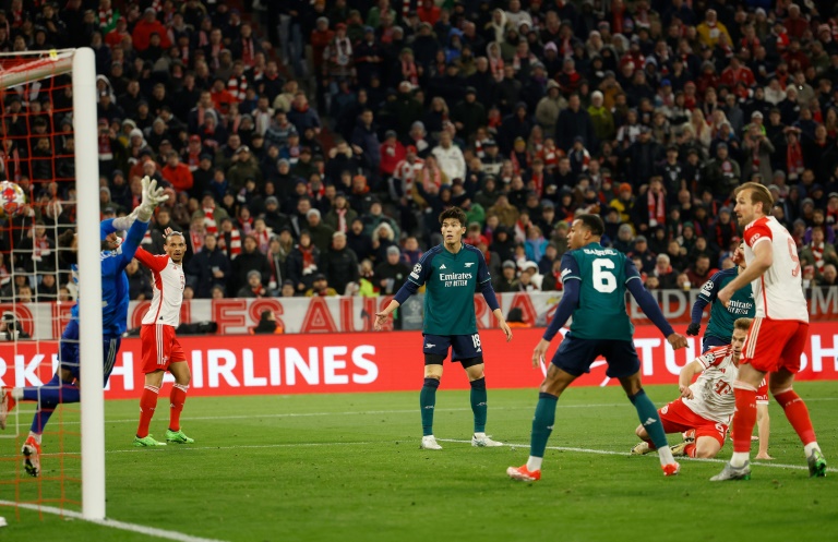 Le but de la tête de Joshua Kimmich pour le Bayern, face à Arsenal en quart de finale retour de la Ligue des champions, le 17 avril 2024 à Munich