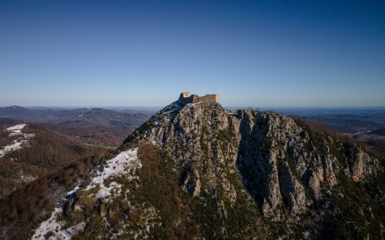 Le château de Montségur, en Ariège, le 27 mars 2024