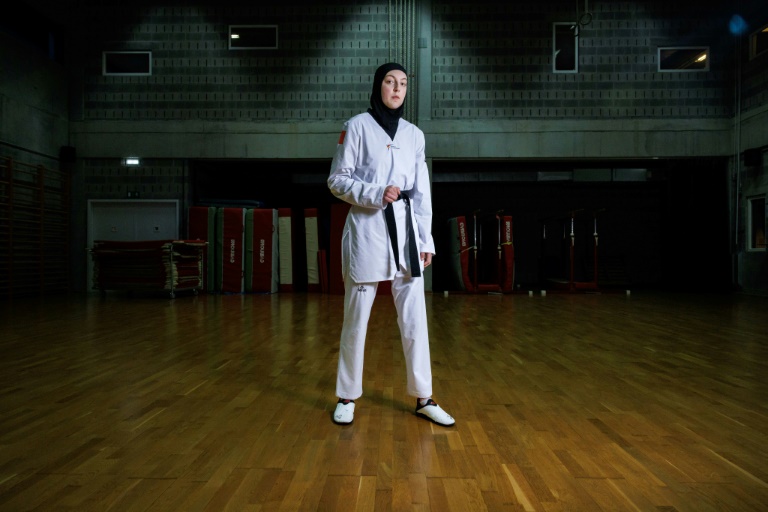 La taekwondoïste belge Sarah Chaâri à Bruxelles le 21 février 2024
