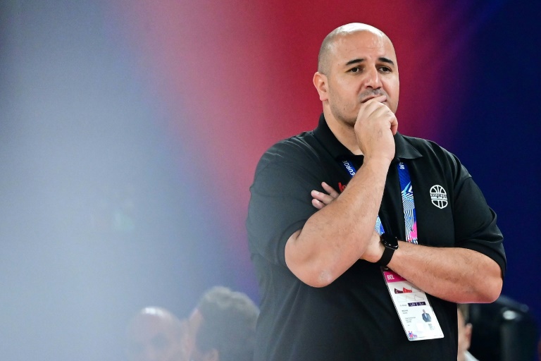 Le sélectionneur de la Belgique Rachid Meziane lors de la finale de l'Eurobasket face à l'Espagne à Ljubljana, le 25 juin 2023