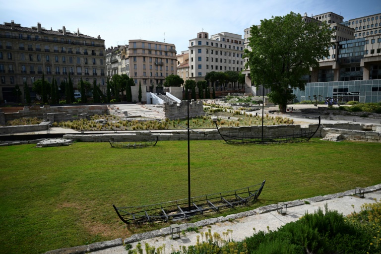 Les ruines de l'ancien port grec, le 29 avril 2024 à Marseille