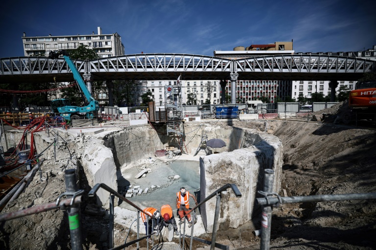 Le chantier du bassin d'Austerlitz, un bassin de stockage et de traitement des eaux de la Seine, à Paris le 15 juin 2023