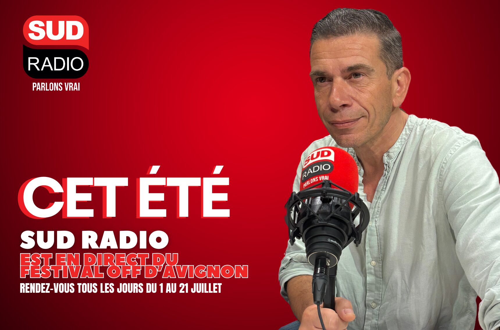 Sud Radio est de retour à Avignon pour une émission spéciale en direct du Festival Off, un événement incontournable pour tous les passionnés de théâtre et de spectacles vivants. Christophe Meilland vous donne rendez-vous du 1er au 21 juillet pour des moments uniques à ne pas manquer !
