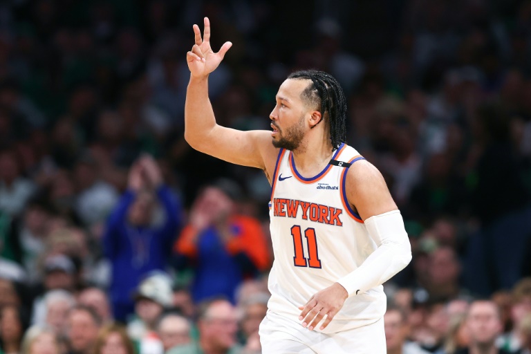 Jalen Brunson lors du match des New York Knicks contre les Celtics en play-offs de NBA, le 7 mai 2025 à Boston