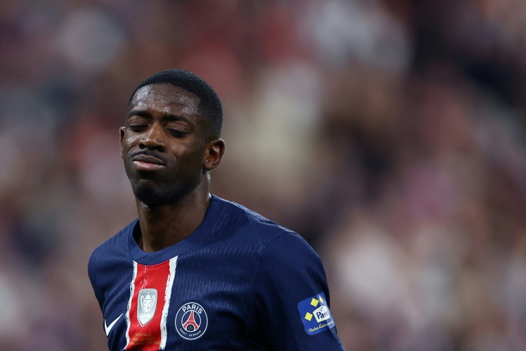 L'attaquant français du PSG Ousmane Dembélé pendant la finale de la Coupe de France entre le Paris Saint-Germain et le Stade de Reims, au Stade de France, le 24 mai 2025