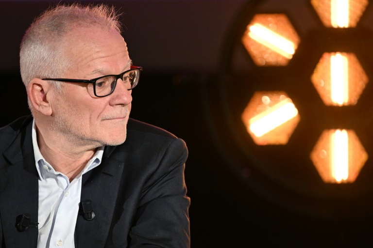 Le délégué général du Festival, Thierry Frémaux, donne une conférence de presse pour annoncer la sélection officielle de la 78e édition du Festival de Cannes, au cinéma UGC Montparnasse à Paris, le 10 avril 2025