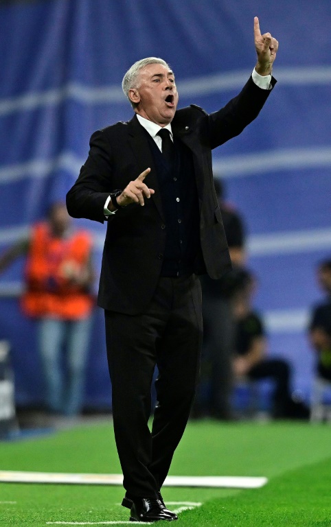 Carlo Ancelotti, l'entraîneur italien du Real Madrid, lors du match contre le Shakhtar Donetsk en Ligue des champions le 5 octobre 2022 à Madrid