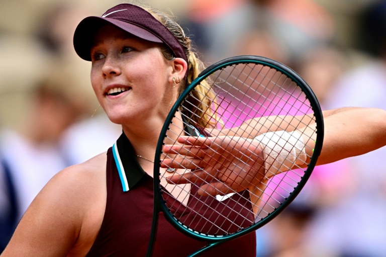 Mirra Andreeva après sa victoire contre Yulia Putintseva au troisième tour de Roland-Garros, le 31 mai 2025 à Paris
