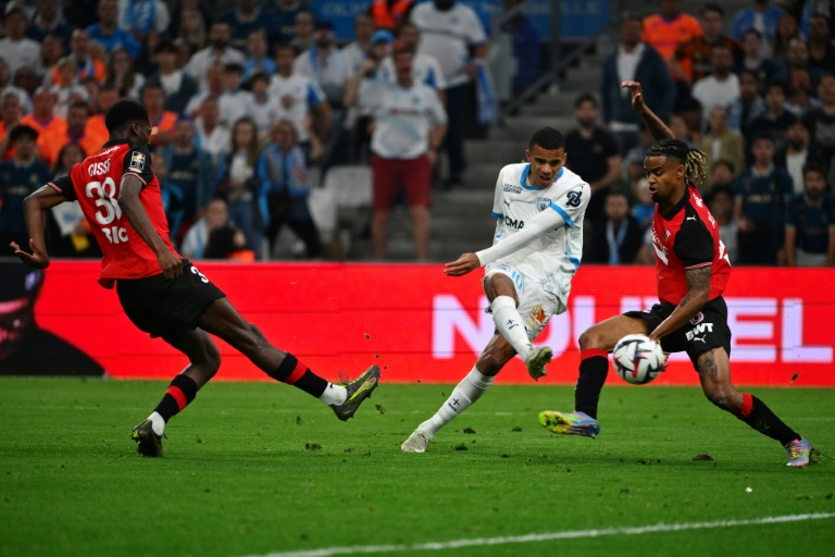 Le Marseillais Mason Greenwood inscrit son second but face à Rennes, à Marseille, le 17 mai 2025