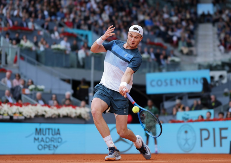 Le Britannique Jack Draper en finale du Masters 1000 de Madrid contre le Norvégien Casper Ruud le 4 mai 2025 à Madrid
