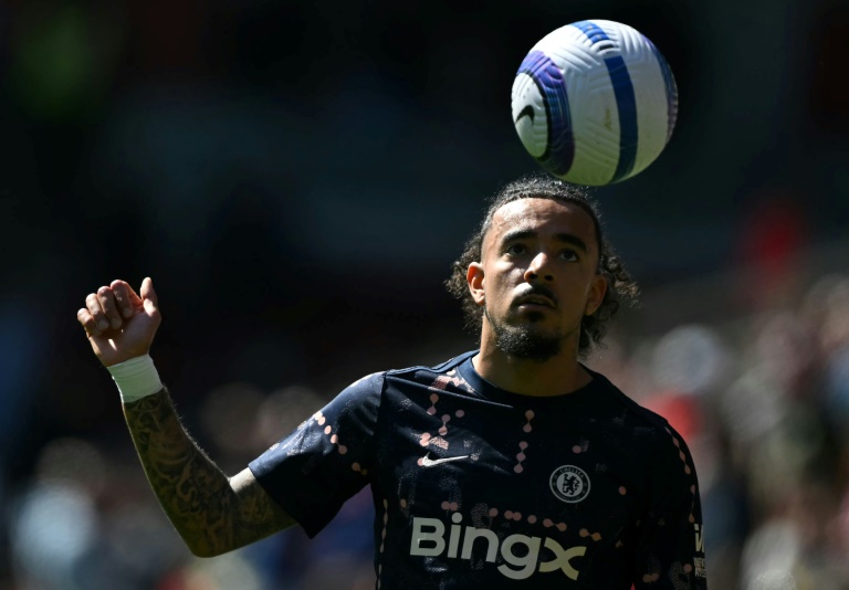 Le défenseur français de Chelsea Malo Gusto face à Brentford, le 6 avril 2025