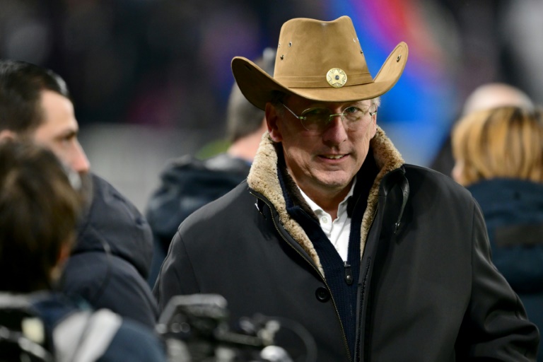 Le président de l'OL John Textor lors du match de L1 à domicile contre le PSG, le 23 février 2025