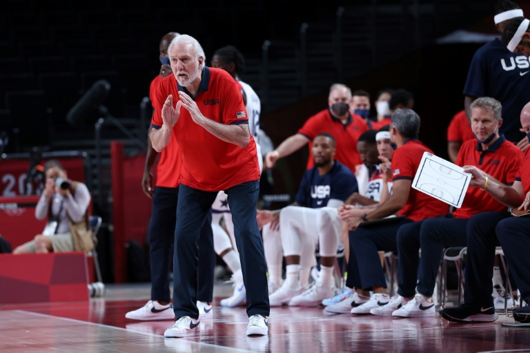 Le coach Gregg Popovich avec l'équipe américaine aux Jeux olympiques de Tokyo, le 7 août 2021