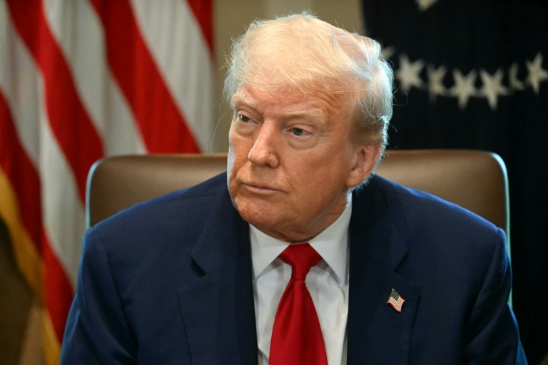 Le président américain Donald Trump lors d'une réunion de son gouvernement à la Maison Blanche, le 30 avril 2025 à Washington