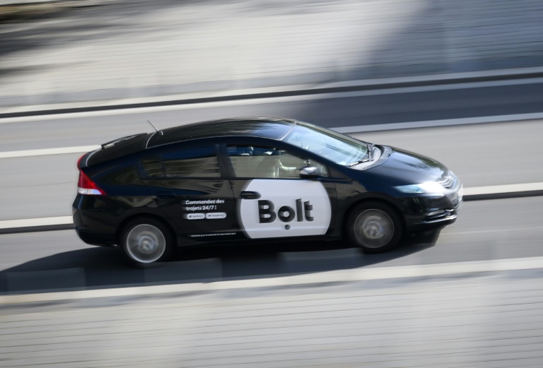 Une voiture de la plateforme de VTC Bolt, le 4 avril 2025 à Nantes