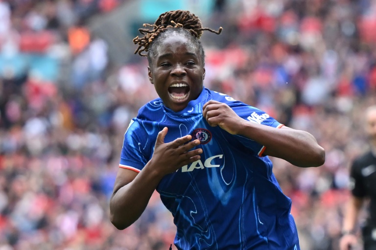 La Française Sandy Baltimore, autrice d'un doublé pour Chelsea contre Manchester United, en finale de la Coupe d'Angleterre, le 18 mai 2025 à Wembley