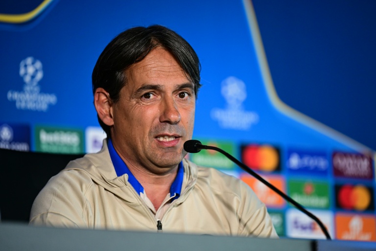 L'entraîneur italien de l'Inter Milan, Simone Inzaghi, donne une conférence de presse à Appiano Gentile, le 26 mai 2025