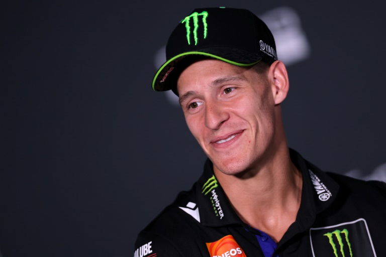 Le pilote français Fabio Quartararo (Yamaha) lors d'une conférence de presse avant le Grand Prix MotoGP d'Aragon sur le circuit du Motorland à Alcaniz (Espagne) le 5 juin 2025.