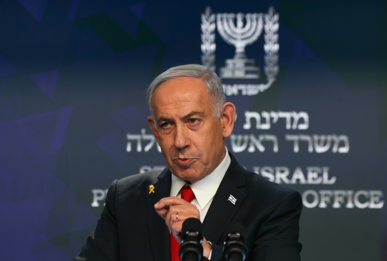 Le Premier ministre israélien Benjamin Netanyahu lors d'une conférence de presse à Jérusalem, le 21 mai 2025