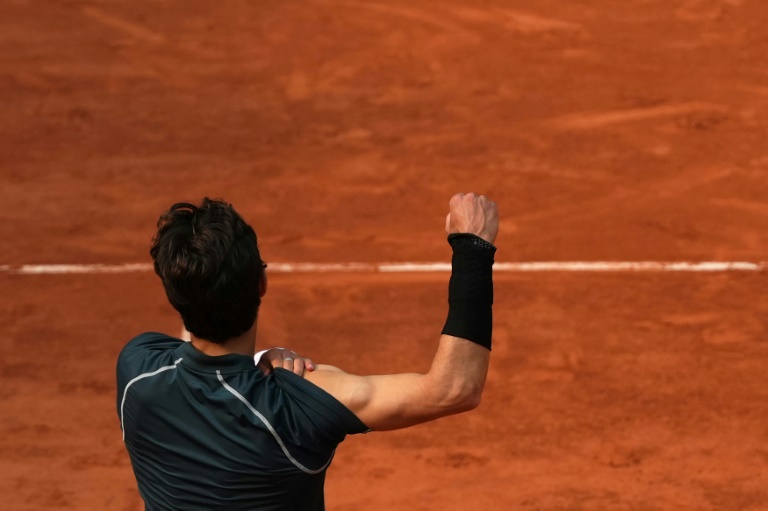 L'Italien Lorenzo Musetti après sa victoire contre l'Américain Frances Tiafoe, à Roland-Garros, le 3 juin 2025