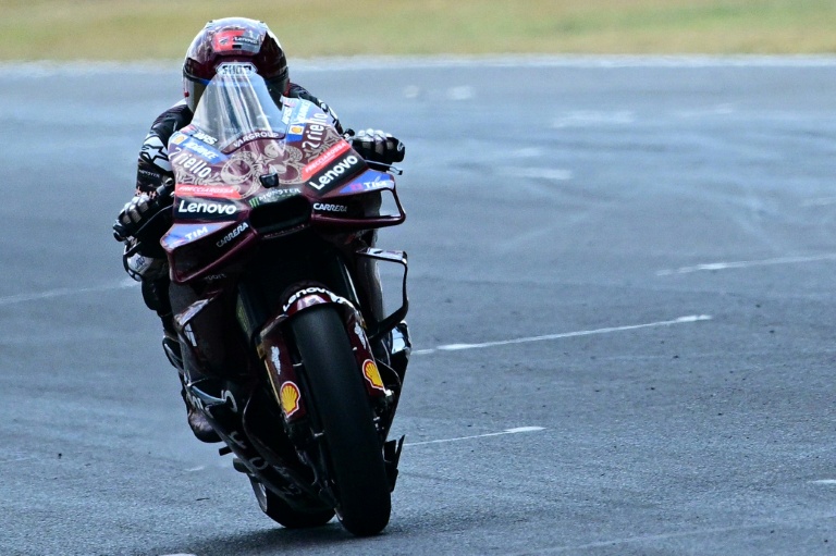L'Espagnol Marc Marquez lors du Grand Prix d'Italie qu'il a remporté le 22 juin 2025 sur le circuit du Mugello