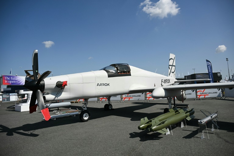 Le drone Aarok développé par le groupe français Turgis Gaillard au salon du Bourget, près de Paris, le 17 juin 2025
