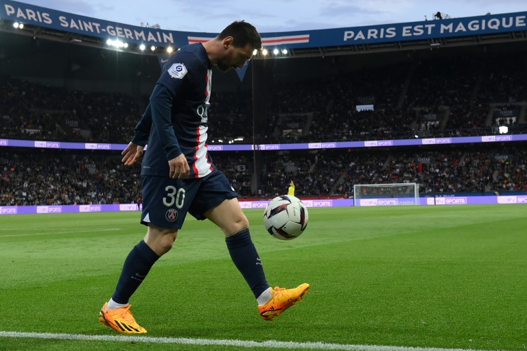 Lionel Messi avec le PSG contre Ajaccio au Parc des Princes, le 13 mai 2023
