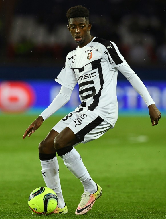 Ousmane Dembélé sous le maillot de Rennes lors du match de championnat contre Paris au Parc des Princes, le 29 avril 2016
