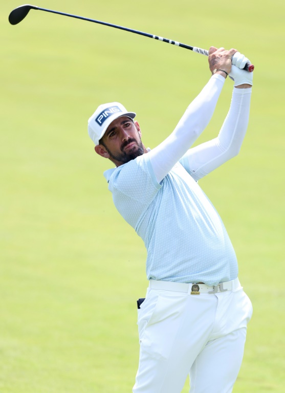 Matthieu Pavon au premier tour de l'US Open, le 12 juin 2025 à Oakmont (Pennsylvanie)