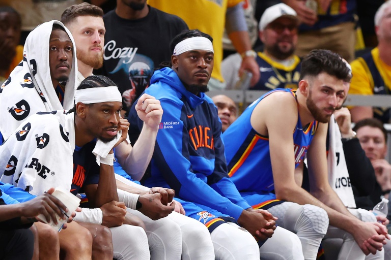 Le banc de l'Oklahoma City Thunder durant le match 6 de la finale NBA contre les Indiana Pacers, le 19 juin 2025 à Indianapolis