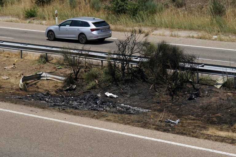 Photo de l'endroit de l'accident mortel de l'attaquant de Liverpool Diogo Jota et de son frère André, près de Cernadilla, dans le nord-ouest de l'Espagne, le 3 juillet 2025