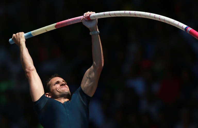 Le perchiste français Renaud Lavillenie lors de la deuxième journée de l'IAAF Diamond League Prefontaine Classic, le 1er juin 2013, à Eugene (Oregon)