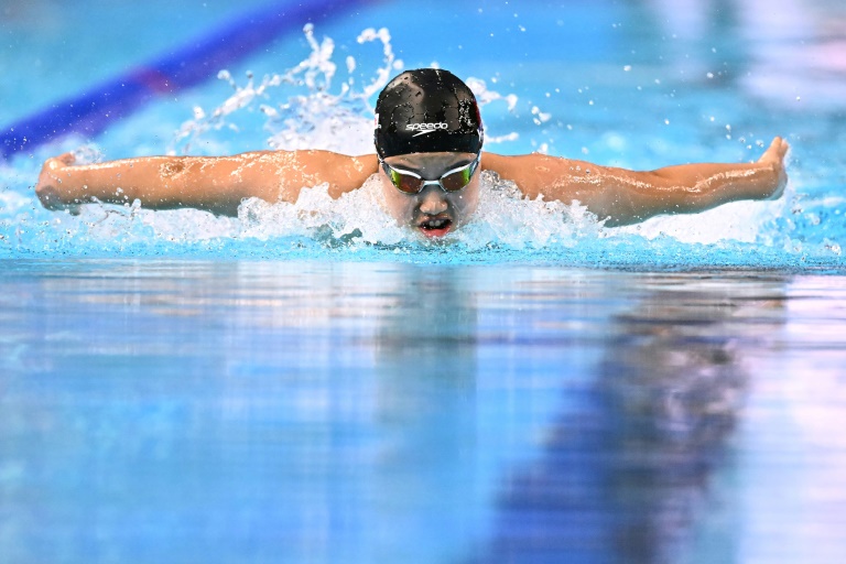 Yu Zidi en séries du 200m 4 nages des Mondiaux de Singapour, le 27 juillet 2025