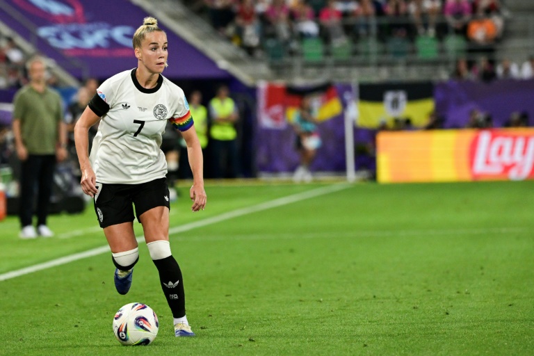 La défenseuse allemande Giulia Gwinn lors du match de l'Euro-2025 contre la Pologne, le 4 juillet 2025 à St.Gall en Suisse