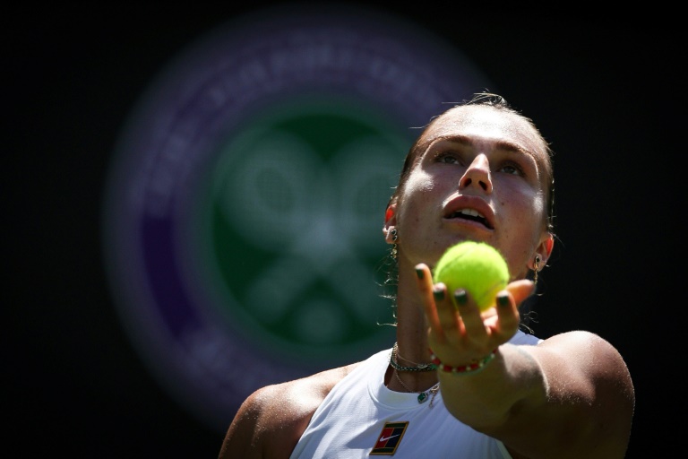 La numéro un mondiale de tennis Aryna Sabalenka, le 2 juillet 2025 à Wimbledon